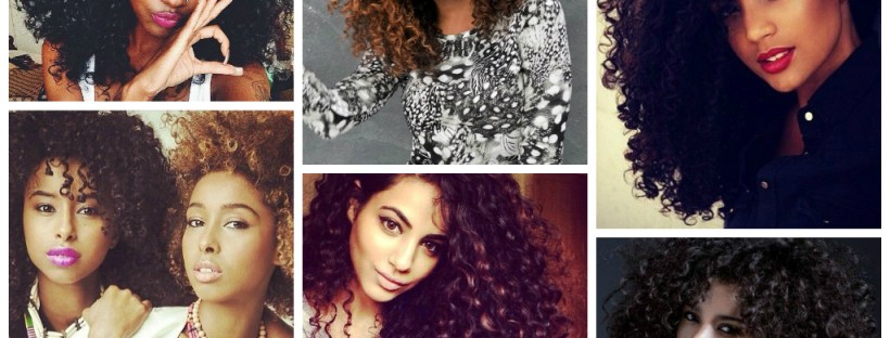 A collage of curly afro hairstyles
