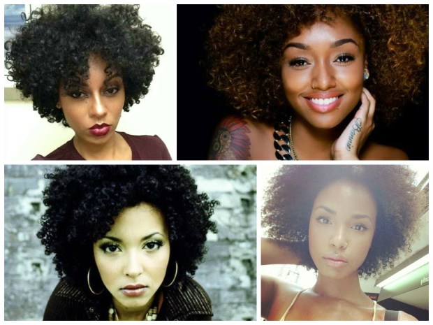 Collage of small afro hairstyles  